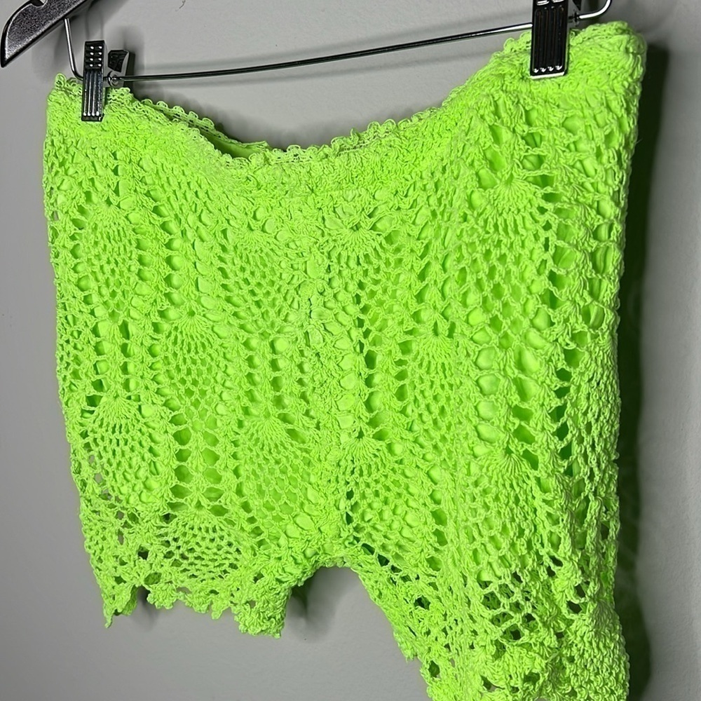 RAGA Crochet Boho Shorts Fully Lined in Lime Green Size Large NWT! - Picture 2 of 5